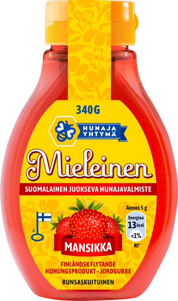 Mieleinen - suomalainen juokseva hunajavalmiste Mansikka